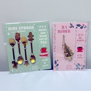 3 for $15 SALE Target Bullseye Set of 4 Holiday Mini Spoons and Tree Tea Infuser